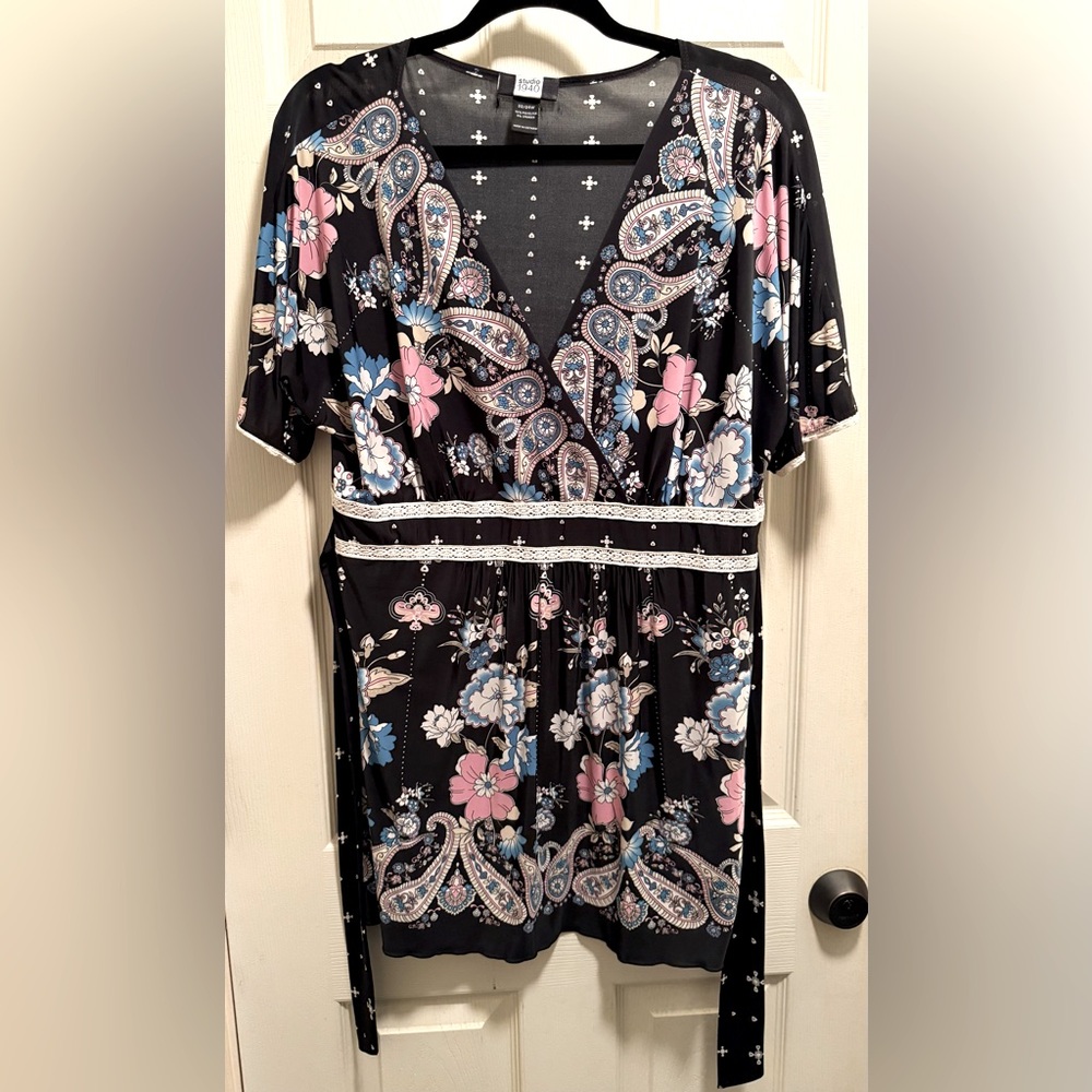 Floral Paisley Blouse with Tie Waist